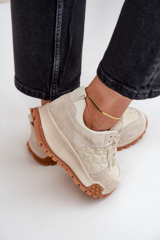 Women's Leather Sneakers Big Star OO274A315 Hi-Poly System Beige Women's Leather Sneakers Big Star OO274A315 Hi-Poly System Beige