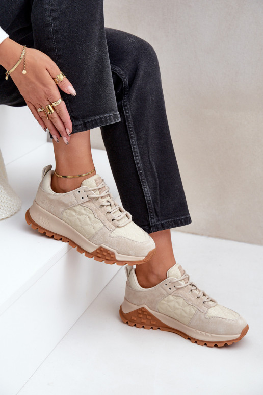 Women's Leather Sneakers Big Star OO274A315 Hi-Poly System Beige Women's Leather Sneakers Big Star OO274A315 Hi-Poly System Beige