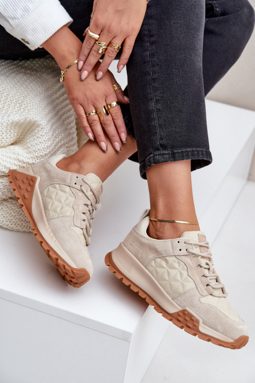 Women's Leather Sneakers Big Star OO274A315 Hi-Poly System Beige Women's Leather Sneakers Big Star OO274A315 Hi-Poly System Beige