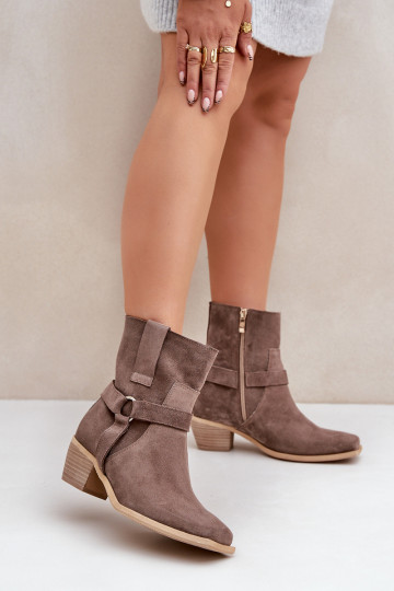 Suede Ankle Boots With Heel Brown Zazoo 3444/2 2