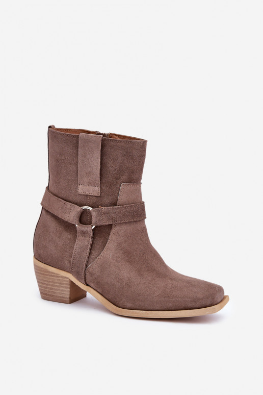 BotkiwithNaturalnego Zamszu Na Obcasie Zazoo 3444/2 Brązowe BotkiwithNaturalnego Zamszu Na Obcasie Zazoo 3444/2 Brązowe