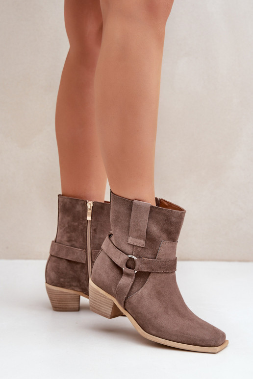 Suede Ankle Boots With Heel Brown Zazoo 3444/2 Suede Ankle Boots With Heel Brown Zazoo 3444/2