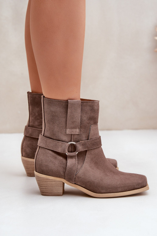 Suede Ankle Boots With Heel Brown Zazoo 3444/2 Suede Ankle Boots With Heel Brown Zazoo 3444/2