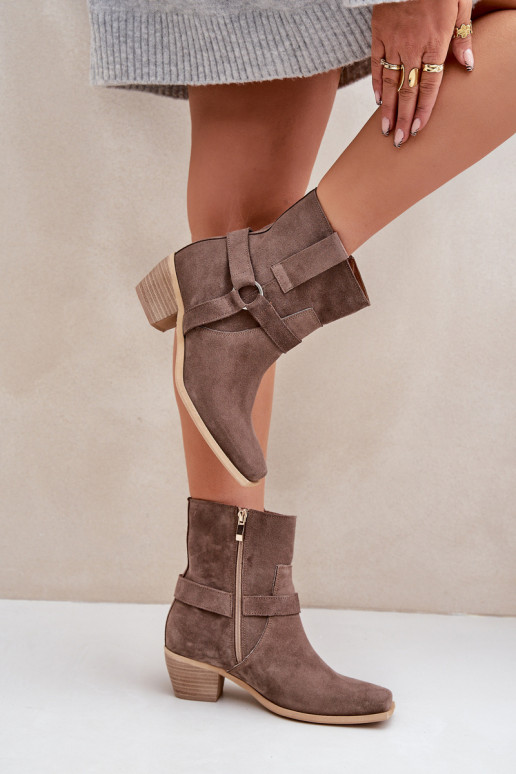 Suede Ankle Boots With Heel Brown Zazoo 3444/2 Suede Ankle Boots With Heel Brown Zazoo 3444/2