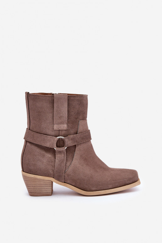 BotkiwithNaturalnego Zamszu Na Obcasie Zazoo 3444/2 Brązowe BotkiwithNaturalnego Zamszu Na Obcasie Zazoo 3444/2 Brązowe
