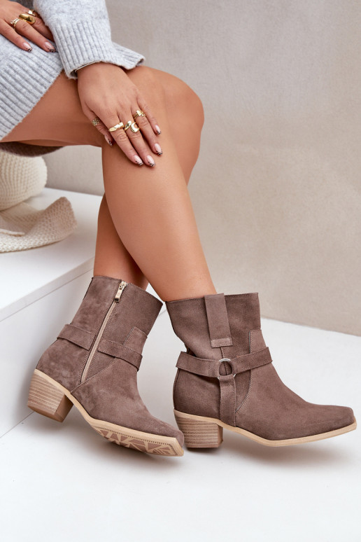 Suede Ankle Boots With Heel Brown Zazoo 3444/2 Suede Ankle Boots With Heel Brown Zazoo 3444/2