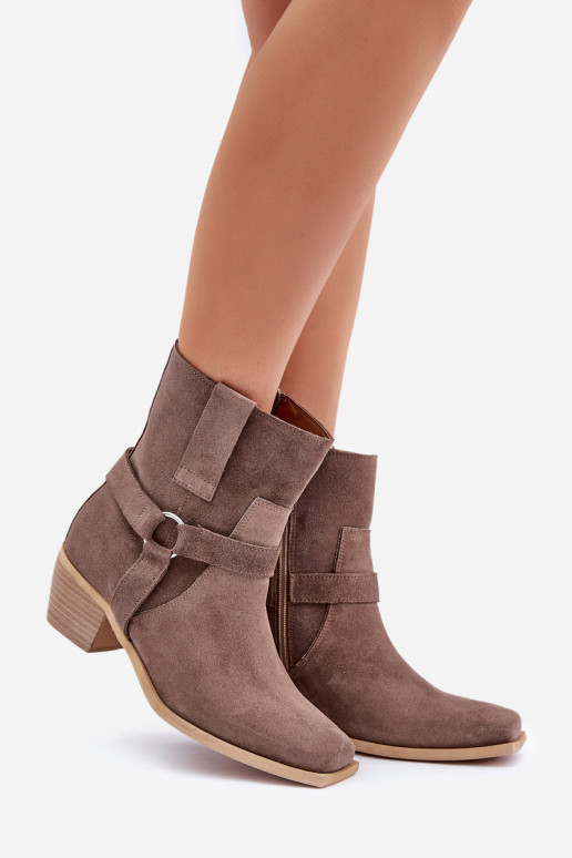 Suede Ankle Boots With Heel Brown Zazoo 3444/2 Suede Ankle Boots With Heel Brown Zazoo 3444/2