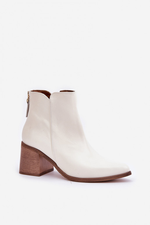 Heeled Boots Natural Leather Zazoo 3673 White Heeled Boots Natural Leather Zazoo 3673 White