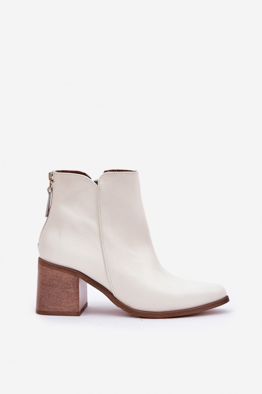 Heeled Boots Natural Leather Zazoo 3673 White Heeled Boots Natural Leather Zazoo 3673 White