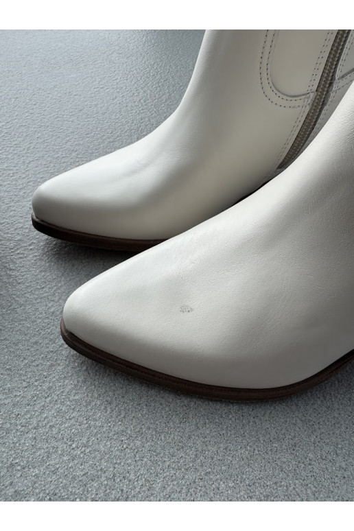 Skórzane Kozaki Przed Kolano Na Słupku Zazoo 3675 Białe