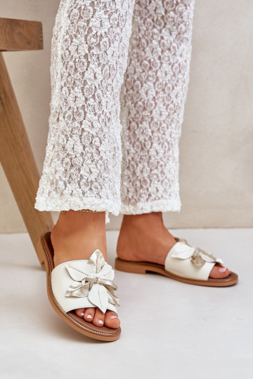 Sandals With Decoration Natural Leather Zazoo 3667 White 2