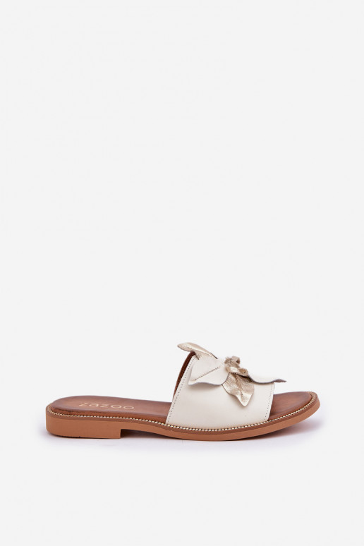 Sandals With Decoration Natural Leather Zazoo 3667 White Sandals With Decoration Natural Leather Zazoo 3667 White