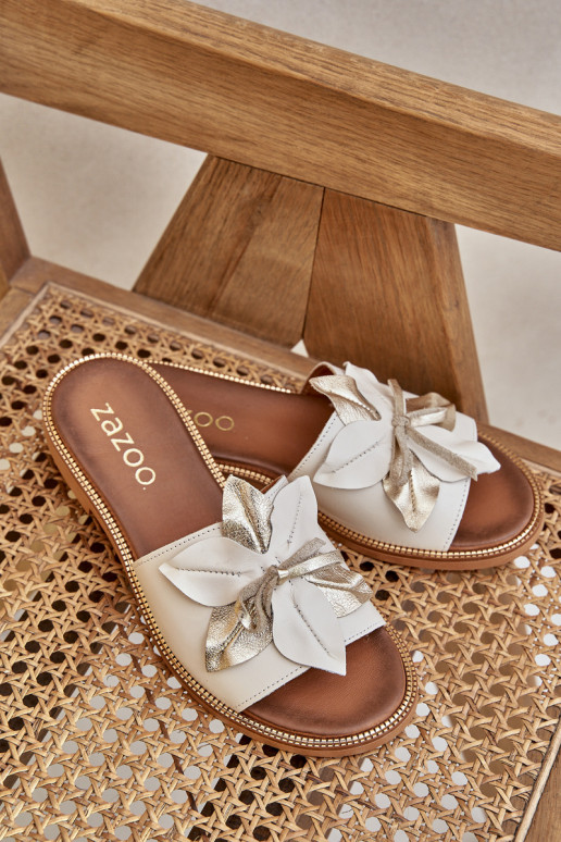 Sandals With Decoration Natural Leather Zazoo 3667 White Sandals With Decoration Natural Leather Zazoo 3667 White