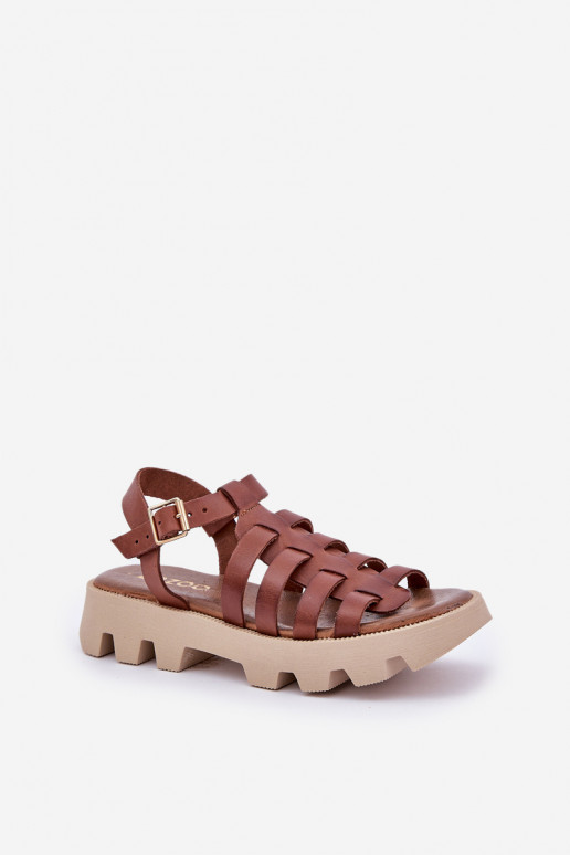 Leather Women's Sandals Zazoo 3695 Brown Leather Women's Sandals Zazoo 3695 Brown