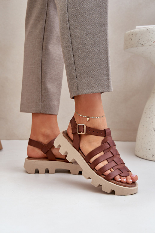 Leather Women's Sandals Zazoo 3695 Brown Leather Women's Sandals Zazoo 3695 Brown