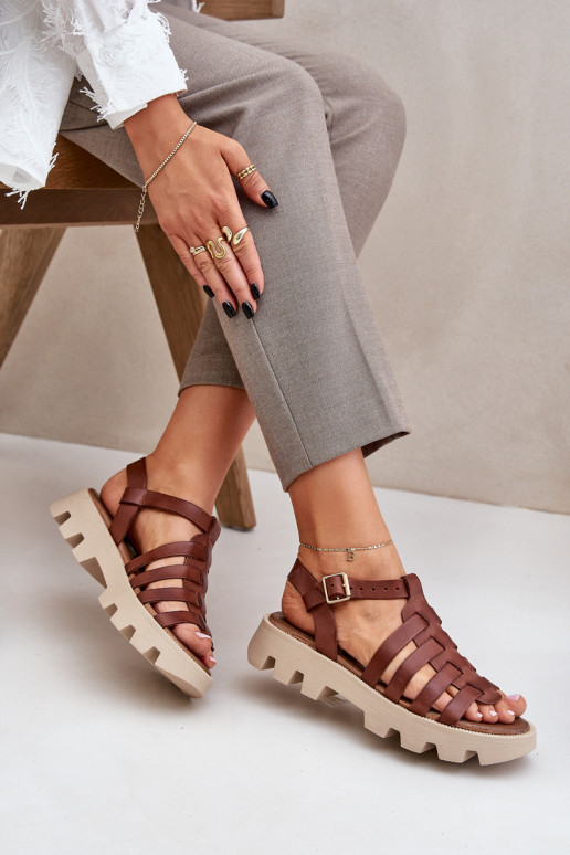 Leather Women's Sandals Zazoo 3695 Brown Leather Women's Sandals Zazoo 3695 Brown