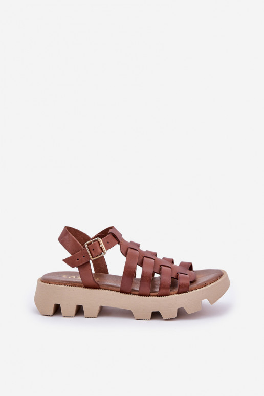 Leather Women's Sandals Zazoo 3695 Brown Leather Women's Sandals Zazoo 3695 Brown
