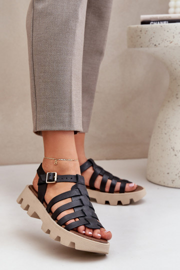 Leather Women's Sandals Zazoo 3695 Black 2