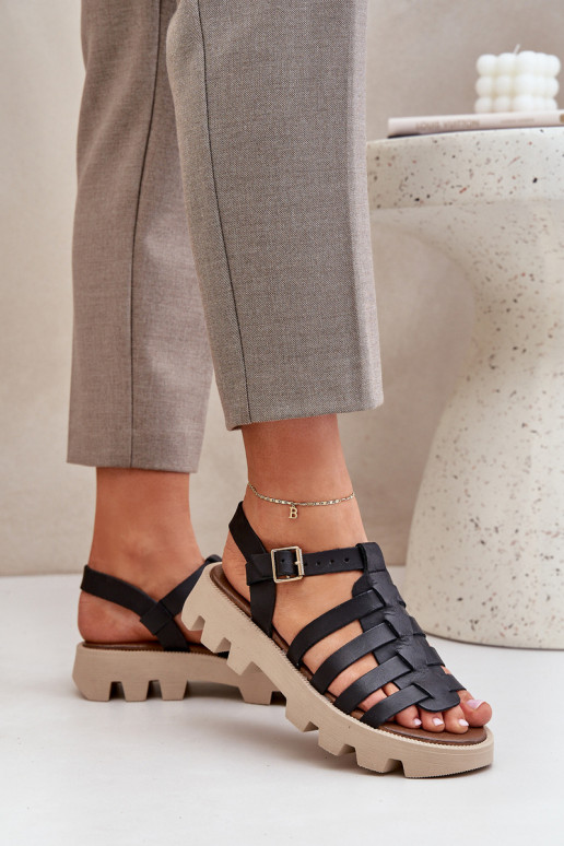 Leather Women's Sandals Zazoo 3695 Black Leather Women's Sandals Zazoo 3695 Black