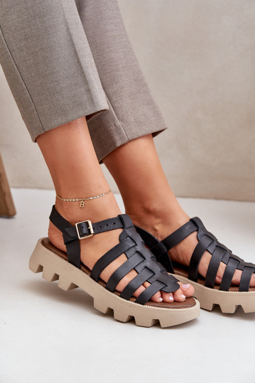 Leather Women's Sandals Zazoo 3695 Black Leather Women's Sandals Zazoo 3695 Black