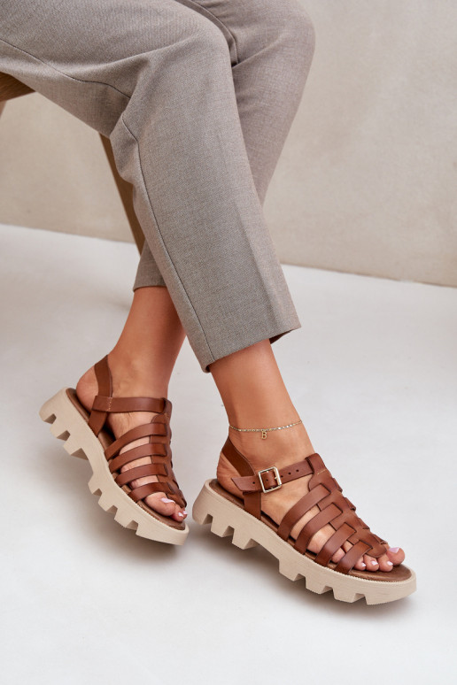 Leather Ladies Sandals Zazoo 3695 Camel Leather Ladies Sandals Zazoo 3695 Camel