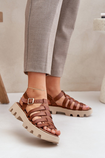 Leather Ladies Sandals Zazoo 3695 Camel 2