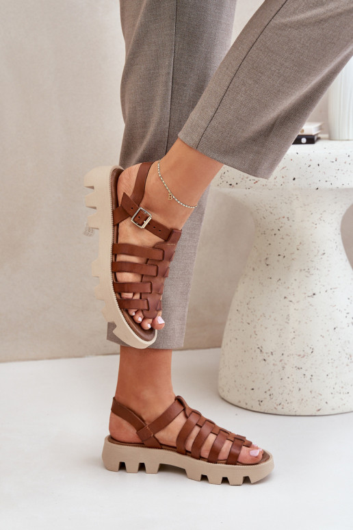 Leather Ladies Sandals Zazoo 3695 Camel Leather Ladies Sandals Zazoo 3695 Camel