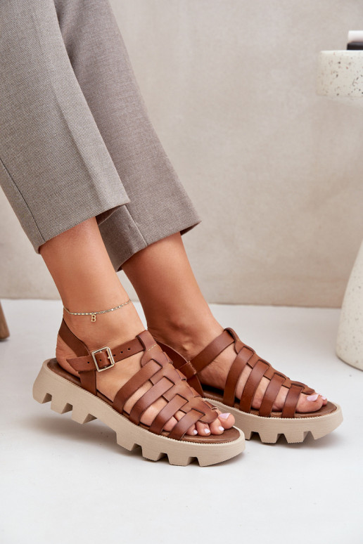 Leather Ladies Sandals Zazoo 3695 Camel Leather Ladies Sandals Zazoo 3695 Camel