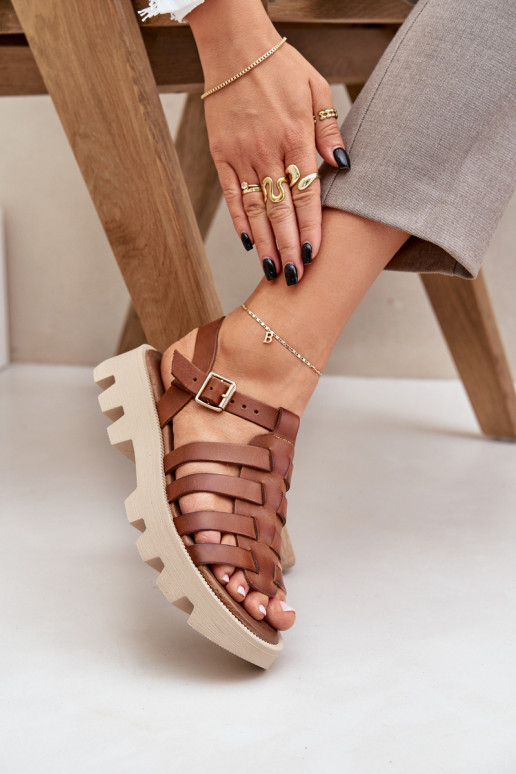 Leather Ladies Sandals Zazoo 3695 Camel Leather Ladies Sandals Zazoo 3695 Camel