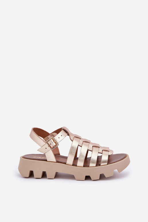 Leather Women's Sandals Zazoo 3695 Gold Leather Women's Sandals Zazoo 3695 Gold