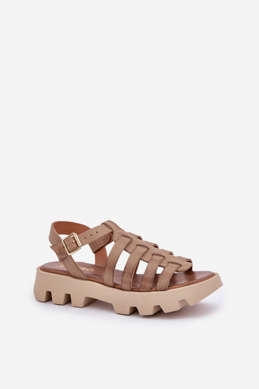 Leather Women's Sandals Zazoo 3695 Beige Leather Women's Sandals Zazoo 3695 Beige