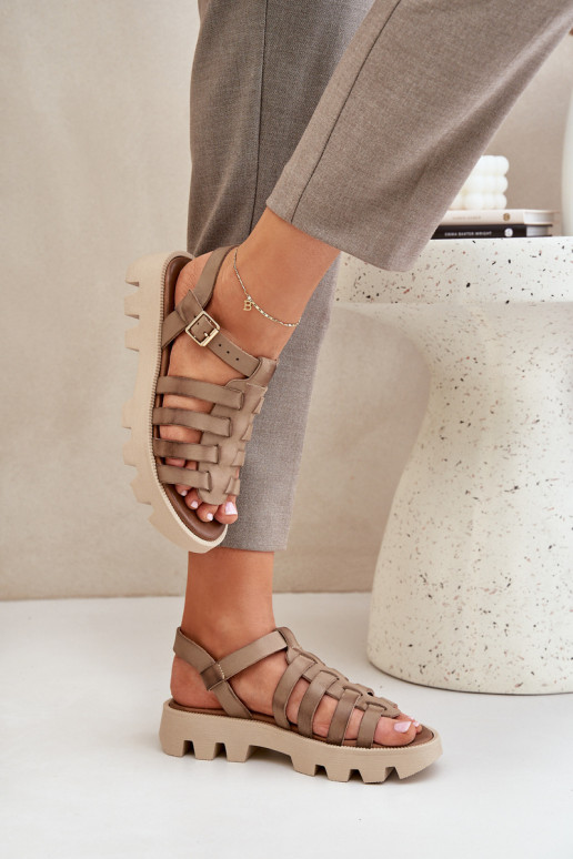 Leather Women's Sandals Zazoo 3695 Beige Leather Women's Sandals Zazoo 3695 Beige