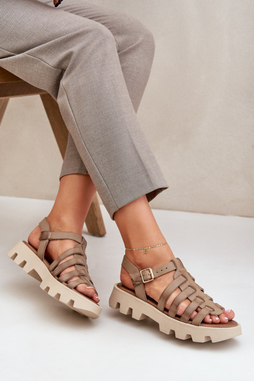 Leather Women's Sandals Zazoo 3695 Beige Leather Women's Sandals Zazoo 3695 Beige