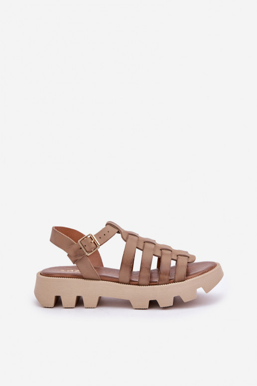 Leather Women's Sandals Zazoo 3695 Beige Leather Women's Sandals Zazoo 3695 Beige