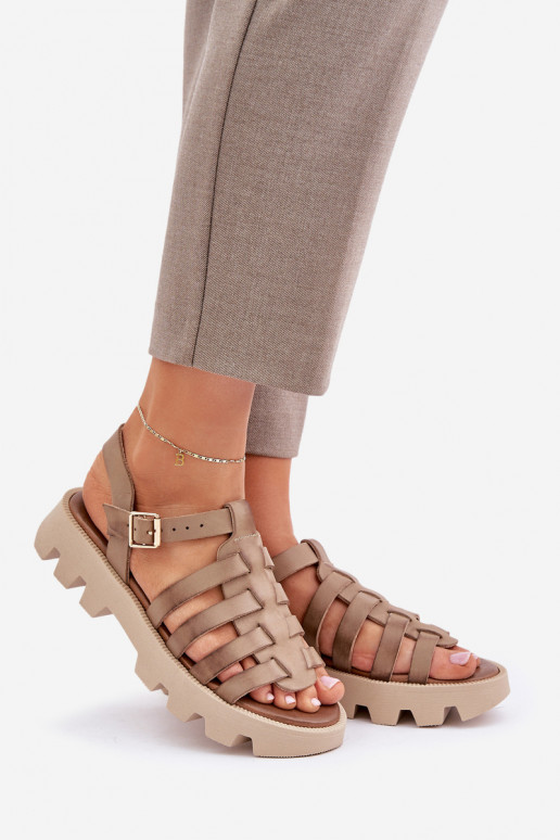 Leather Women's Sandals Zazoo 3695 Beige Leather Women's Sandals Zazoo 3695 Beige