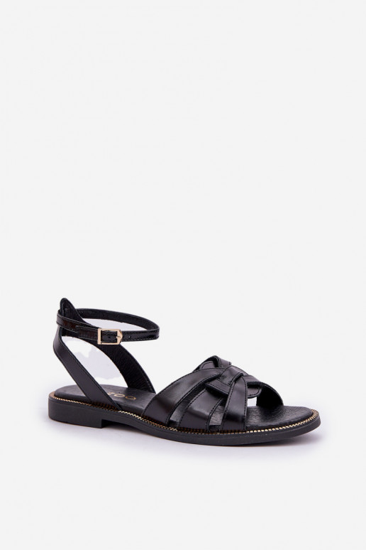 Zazoo 40378 Flat Women's Leather Sandals Black Zazoo 40378 Flat Women's Leather Sandals Black