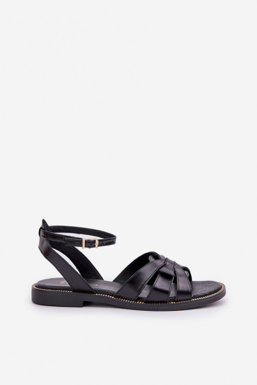 Zazoo 40378 Flat Women's Leather Sandals Black Zazoo 40378 Flat Women's Leather Sandals Black