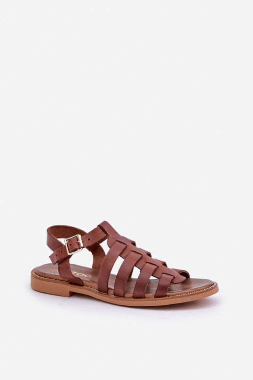 Leather sandals with flat heel brown Zazoo 3686 Leather sandals with flat heel brown Zazoo 3686