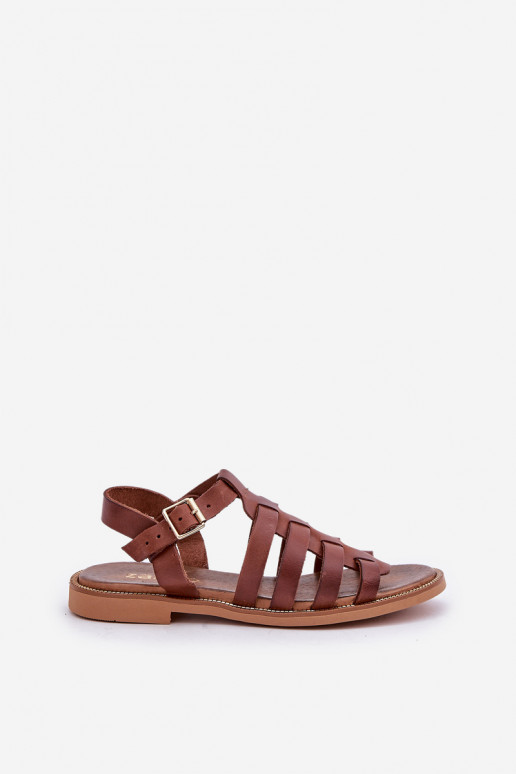 Leather sandals with flat heel brown Zazoo 3686 Leather sandals with flat heel brown Zazoo 3686
