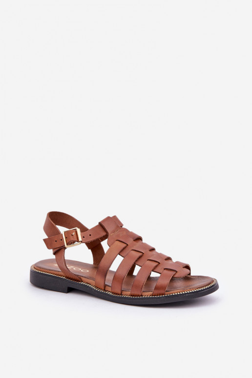 Leather Sandals On Flat Heel Zazoo 3686 Camel Leather Sandals On Flat Heel Zazoo 3686 Camel