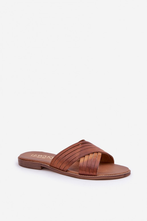 Skórzane Damskie Klapki Lewski Shoes 3682 Camel Skórzane Damskie Klapki Lewski Shoes 3682 Camel