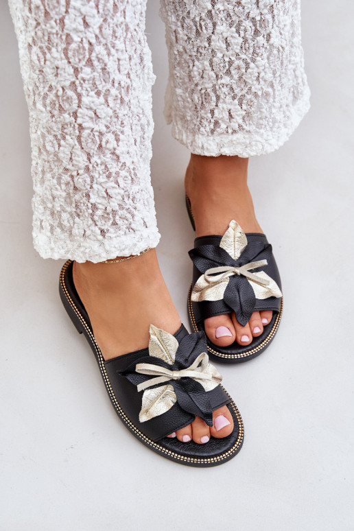 Sandals With Decoration Natural Leather Zazoo 3574/Z Black Sandals With Decoration Natural Leather Zazoo 3574/Z Black
