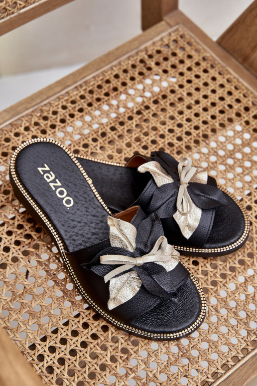 Sandals With Decoration Natural Leather Zazoo 3574/Z Black Sandals With Decoration Natural Leather Zazoo 3574/Z Black