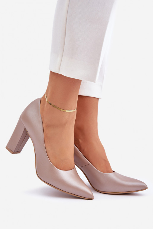 Satin Pumps Lewski Shoes 2453 Beige Satin Pumps Lewski Shoes 2453 Beige