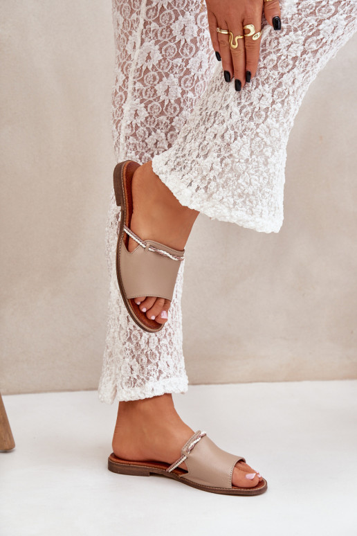 Leather Sandals Dark Beige Lewski Shoes 3047 Leather Sandals Dark Beige Lewski Shoes 3047