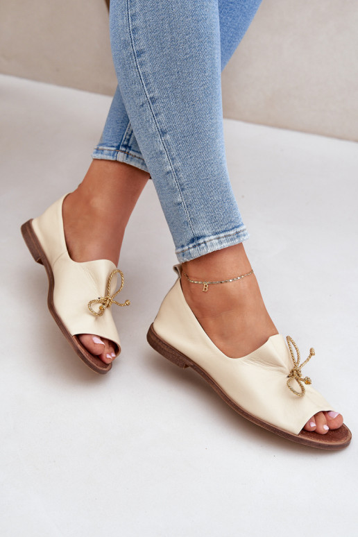 Zazoo 2660 Leather Women's Ballet Flats Light Beige Zazoo 2660 Leather Women's Ballet Flats Light Beige