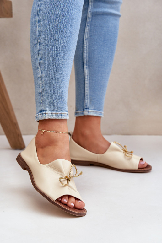 Zazoo 2660 Leather Women's Ballet Flats Light Beige Zazoo 2660 Leather Women's Ballet Flats Light Beige