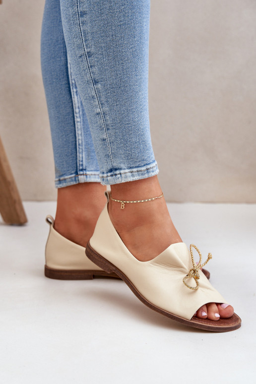 Zazoo 2660 Leather Women's Ballet Flats Light Beige Zazoo 2660 Leather Women's Ballet Flats Light Beige