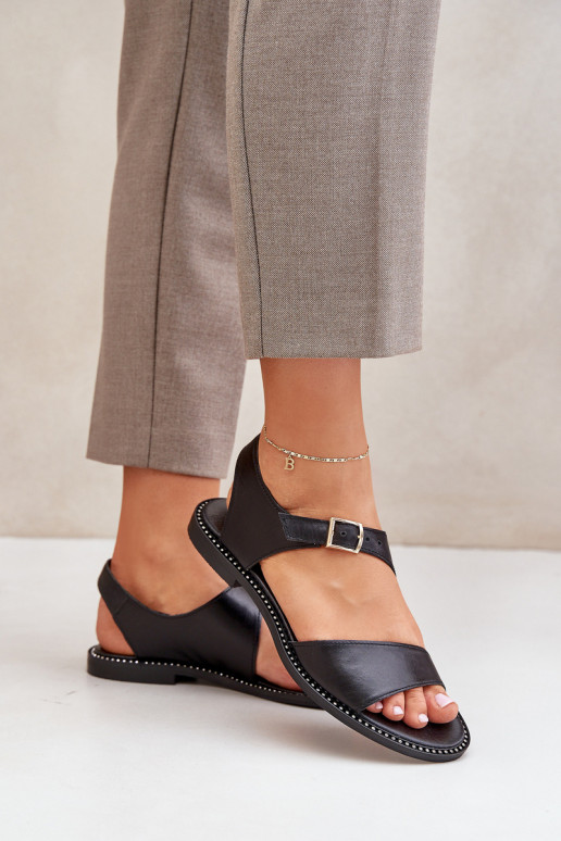Ladies leather flat sandals Zazoo 3014 black Ladies leather flat sandals Zazoo 3014 black