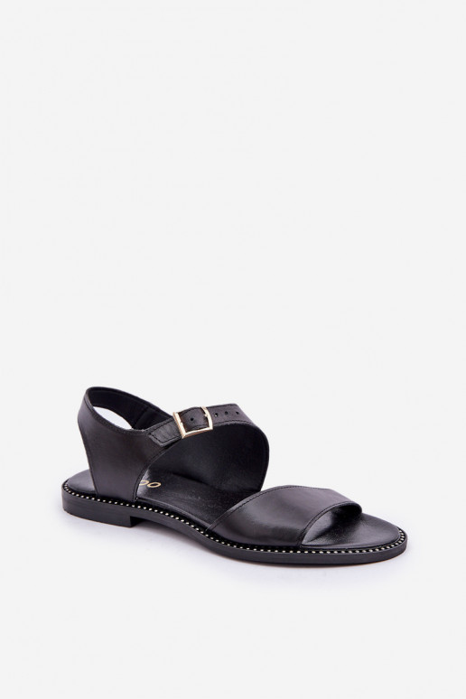 Ladies leather flat sandals Zazoo 3014 black Ladies leather flat sandals Zazoo 3014 black